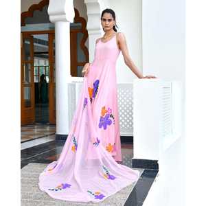 Ensemble de costume en mousseline de soie à fleurs pêche - Taille XS - Product Image 3