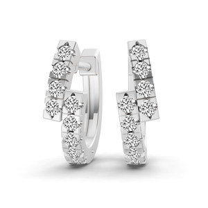 New Classic Cut 14k/18k <b>SOLID</b> <b>Gold</b> Designer Vela Signature Round Lab Diamond <b>Huggie</b> Hoop Earrings For Women And Girls Wear - Product Image 1