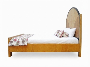 Lit plateforme moderne en bois massif avec tête de lit cintrée et design capitonné pour l'ameublement de la maison - Product Image 2