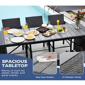 Juego de 2 Sillas de Bar de Ratán Modernas para Exteriores, Sillas Altas de Mimbre para Patio con Cojines - Product Image 4