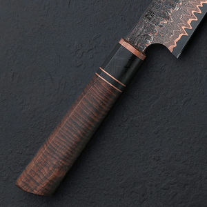 SCL: Hand Made Premium Copper Damascus <b>Slicing</b> Knife With Extended Blade And Comfortable <b>Wooden</b> Grip For Precise Kitchen Cutting - Product Image 5