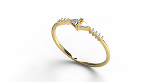 18K Gold Kite Diamond Ring Geometric Rhombus <b>Cluster</b> Half Eternity Band Dainty Stackable Wedding Ring Fine Jewelry for Women - Product Image 2