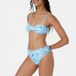 Conjunto de Bikini de 3 Piezas de Alta Calidad para Mujer, con Cuello Halter Acanalado, Cintura Alta, Estampado de Frutas, Logotipo Personalizado en la Parte Delantera, Traje de Baño OEM - Product Image 1