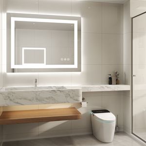 Specchio LED da Bagno 24x32 Pollici Antiappannamento Retroilluminato con Sensore Touch e Memoria in Vetro Temperato - Product Image 1