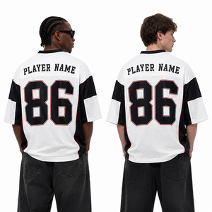 Maillot de football américain unisexe léger 100 % polyester en mesh, numéro personnalisé, uniforme d'équipe surdimensionné, vêtements de sport OEM, streetwear - Product Image 3