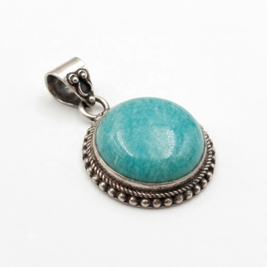 Collier pendentif cabochon en pierre naturelle style vintage, breloque en argent vieilli plaqué, pendentif rond en pierre précieuse pour bijoux M - Product Image 5