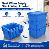 Boîte de rangement empilable et emboîtable UGET en PP avec couvercle intégré, bac de transport en plastique pour entrepôt et logistique
