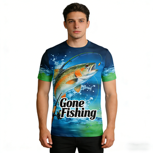 Custom High Quality Fishing T-Shirt 100% Polyester Light weight Breathable Summer Wear Fishing T-Shirt Fishing - Product Image 1