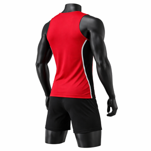 Ensemble de sport sans manches pour homme à prix réduit : débardeur et short de fitness en polyester à séchage rapide pour la course et l'entraînement - Product Image 3