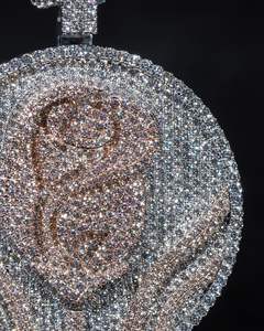 Pendentif Fleur Moissanite VVS Iced Out en Argent 925 Bicolore, Testeur de Diamant Inclus, Bijou Hip Hop pour Rappeur, Idéal Cadeau d'Anniversaire - Product Image 6