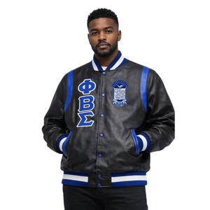 Veste universitaire entièrement en cuir Phi Beta Sigma, vêtements de fraternité grecque, style universitaire classique, artisanat et confort de qualité supérieure - Product Image 1