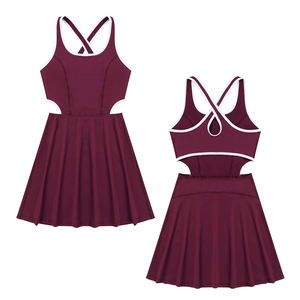 Vestido de tenis sin espalda para mujer, falda deportiva con tirantes cruzados, vestido de yoga y fitness de 1 pieza con pantalones cortos, novedad 2026 - Product Image 1