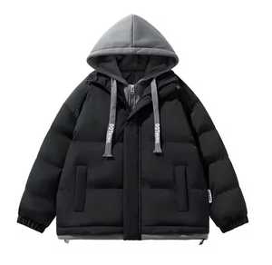 Chaqueta Acolchada con Capucha para Hombre, Cierre de Cremallera Reversible, Ropa Casual de Invierno, Relleno Grueso de Poliéster, Corte Regular - Product Image 1