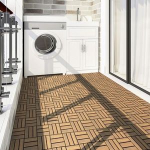 Set of 10 Acacia Wood Interlocking Check Deck Tiles 12 X 12 Inch for Outdoor Use - Product Image 3
