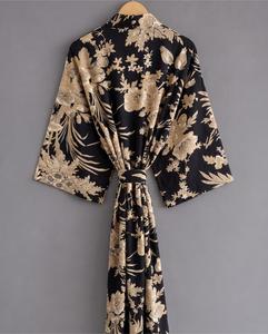 Robe longue décontractée pour femme en coton indien 100% avec imprimé tigre fait main, style kaftan, tenue d'été ethnique - Product Image 2