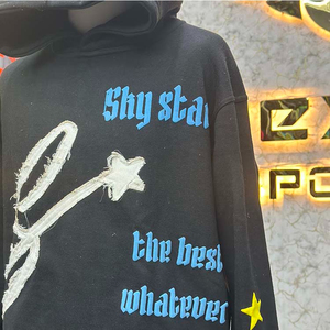 Professional High Quality OEM Services Zipper Distressed Hoodie Rhinestone Zip up <b>Jacket</b> Acid Wash Men <b>Fleece</b> Streetwear Hoodie - Product Image 5