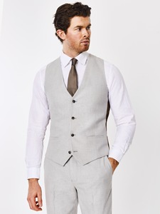 Costume 3 pièces gris clair pour homme, style britannique, veste simple boutonnage en laine, col cranté, tenue de cérémonie professionnelle - Product Image 5