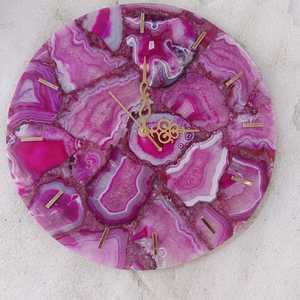 ผู้ผลิตนาฬิกาแขวนผนังหินอาเกตสีชมพู ผู้จำหน่ายนาฬิกาตกแต่งหินธรรมชาติ นาฬิกาแขวนผนังทำมือจากอัญมณีสำหรับตกแต่งบ้าน ขายส่ง - Product Image 3