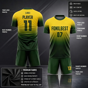 Men's Yellow Green Gradient <b>Soccer</b> Jersey Set Sublimated Print Crew Neck Short Sleeve Breathable Polyester All Seasons Adult - Product Image 3