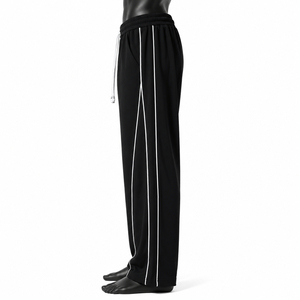 Custom <b>Men</b>’s Loose <b>Baggy</b> Sweatpants Side Stripe Drawstring Elastic Waist Straight Leg Casual Training Jogger <b>Trousers</b> Wholesale - Product Image 5