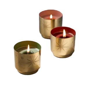 Bougeoirs en laiton gravés étoiles pots de photophore dorés décoratifs support de bougie coloré décoration de maison festive bougeoir de luxe - Product Image 1