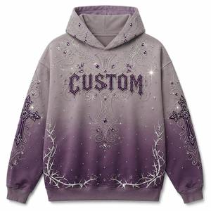 Vente en gros de sweats à capuche personnalisés en molleton, coupe oversize, avec poignets côtelés, pour les détaillants de streetwear américain, avec broderie - Product Image 1