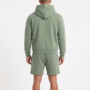 Long Sleeve Hoodie and Shorts Set for <b>Men</b> Customized Made Regular Fit 100% Cotton Lightweight <b>Pullover</b> <b>Men</b> Hoodie and Shorts Set - Product Image 3