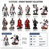 Autocollant de réfrigérateur commémoratif du tourisme européen, chevalier, soldat, armure lourde, aimant tridimensionnel, autocollant de réfrigérateur