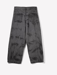 Pantalon en jean 100 % coton personnalisé, respirant, coupe droite ample, style streetwear, avec broderie et taille élastique – Vente en gros - Product Image 4