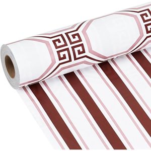 Carta da Regalo Natalizia Minimalista Reversibile con Design Geometrico a Strisce Greche Moderne, Bordeaux e Rosa, Confezione Regalo per le Festività - Product Image 3