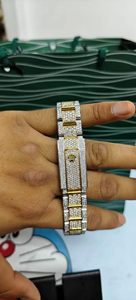 Montre automatique haut de gamme pour homme, bicolore, entièrement pavée de moissanite, style antique, avec bracelet en acier glacé - Product Image 3