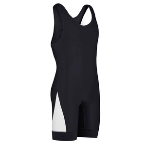 Combinaison de lutte noire pour homme, ajustée, en nylon extensible, anti-transpiration, imprimé drapeau américain, vêtements de sport de combat - Product Image 1