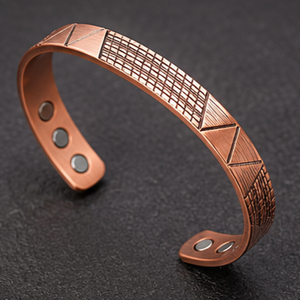 Luxury Crosshatch <b>Engraved</b> Magnetic Pure Copper <b>Bangle</b> Wristlet Luxury Metal Jewelry Promotional Novelty Gift - Product Image 3