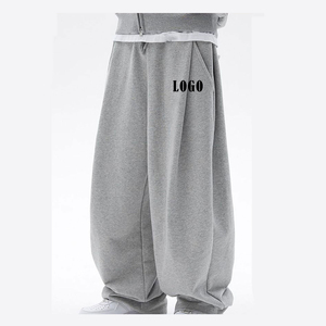 Custom Logo Cotton Fleece Striped Sweats Wide Leg Sweatpants Baggy Style Streetwear Casual Stripe Flared Sweat Pants - Product Image 5