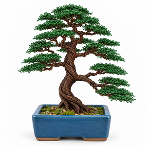 Árbol Bonsái de Arce Hecho a Mano con Alambre de Cobre en Maceta de Porcelana, Decoración Ecológica para el Hogar y Regalo Corporativo - Product Image 1