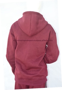 เสื้อฮู้ดซิปเต็มตัวสีเบอร์กันดีสำหรับผู้หญิง ผ้าฝ้ายออร์แกนิก 100% เนื้อผ้าฟลีซ ระบายอากาศได้ดี สวมใส่สบาย ทรงปกติ สีพื้น เสื้อฮู้ดมีฮู้ดสำหรับฤดูใบไม้ร่วง - Product Image 4