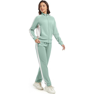 Ensemble de survêtement deux pièces pour femme en mélange coton-polyester, comprenant un sweat à capuche zippé et un pantalon de jogging à taille élastique, pour tenue décontractée et de détente - Product Image 5