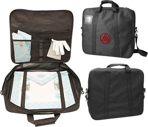 Broderie à la main Triple Tau du Chapitre Royal Arch – Broderie Rouge Directe |   Sac franc-maçon en simili cuir avec bandoulière - Product Image 1