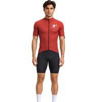 Maillot de cyclisme pour homme, rouge, manches courtes, fermeture éclair intégrale, haut de gamme pour vélo de route, t-shirt de cyclisme athlétique