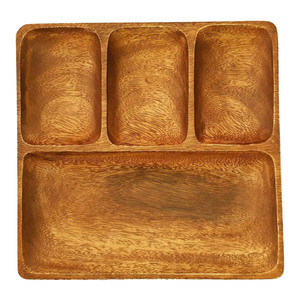 Tablero de charcutería de madera, plato y bandeja de madera de acacia respetuoso con el medio ambiente, plato grueso para servir con 4 compartimentos para servir alimentos - Product Image 2