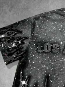 เสื้อยืดผู้ชายไซส์ใหญ่ ลายกราฟิกประดับเพชร แขนสั้น คอกลม ทรงโอเวอร์ไซส์ สไตล์สตรีทแวร์ รับสกรีนโลโก้ - Product Image 4