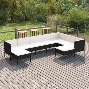 Set Lounge da Giardino Nero e Bianco Crema, Eleganti Divani da Giardino - Product Image 1