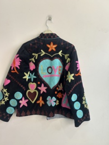 Velvet Suzani <b>Jacket</b> With Indian Embroidered Art Work Boho <b>Women</b> <b>Jacket</b> - Product Image 5