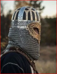 Casque de Viking Vendel en acier gravé avec chaîne de mailles - Product Image 6