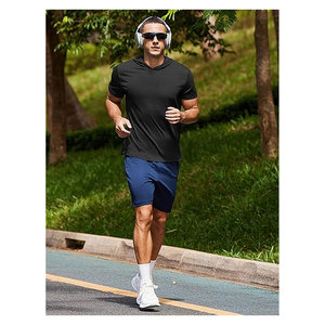 เสื้อฮู้ดแขนสั้นผู้ชายสำหรับออกกำลังกาย เสื้อยืดมีฮู้ดน้ำหนักเบา แห้งเร็ว เหมาะสำหรับการออกกำลังกาย ฟิตเนส เทรนนิ่ง และวิ่ง - Product Image 3