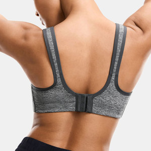 Conjunto Deportivo Gris para Mujer, Sujetador Deportivo de Alta Sujeción, Ropa Deportiva para Yoga, Diseño de Paneles de Malla Sin Costuras, Pantalones Cortos Negros - Product Image 2