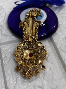 Kalangi Brooch Red Doublet White Polki Stone Silver 925 <b>Gold</b> Plated Jewelry for Men Engagement Wedding Gift Groom Party Wear - Product Image 2
