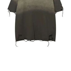 Camisetas con hombros caídos y efecto desgastado para hombre, 100% algodón, material ligero, impresión de logotipo personalizada, servicio OEM, camisetas desgastadas - Product Image 4