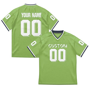 Maillot de football personnalisé vert à col en V, sublimé, en mesh respirant, unisexe, adulte, manches courtes, vêtements de sport - Product Image 1