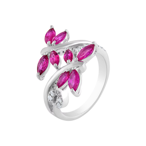 Anillo de Rubí Natural y Diamantes en Plata de Ley 92.5 KLSR-11059 - Product Image 1